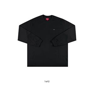 Supreme black small logo black long sleeve tee shirt